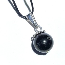 11mm Black Tourmaline Gemstone Sphere Pendant