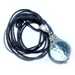 16mm Blue Obsidian Faceted Sphere Pendant
