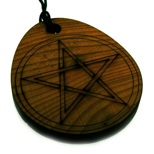 Pentacle Reclaimed Walnut Slice Wooden Pendant