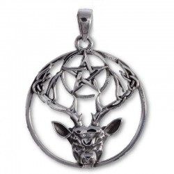 Stag and Pentacle Sterling Silver Pendant