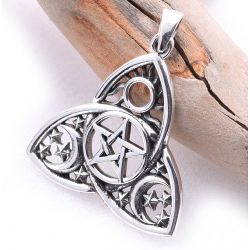 Triquetra Moon Phase Sterling Silver Pendant