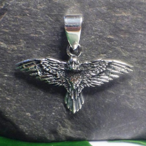 Raven in Flight Sterling Silver Pendant