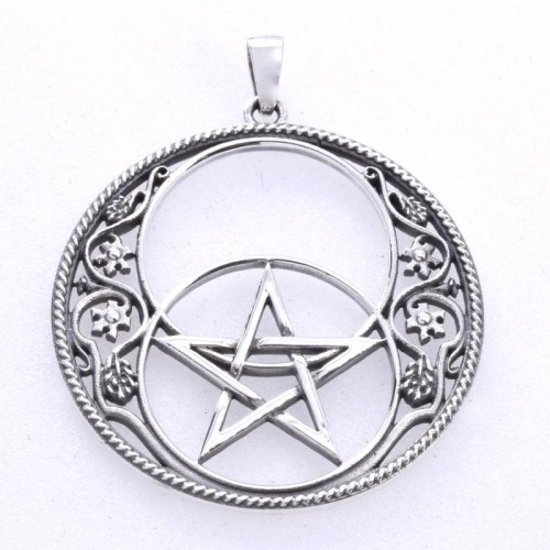 Chalice Well Single Pentagram Sterling Silver Pendant