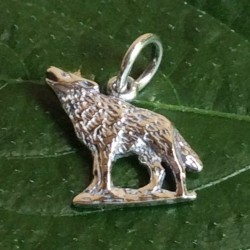 Small Howling Wolf Sterling Silver Pendant