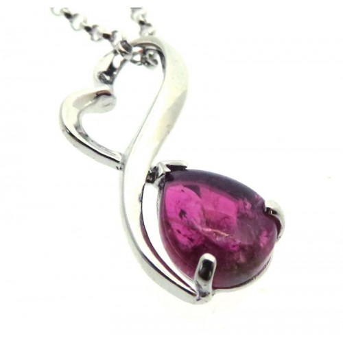 Tourmaline Gemstone Sterling Silver Pendant with Chain 03