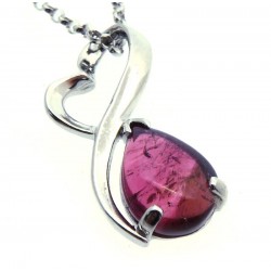 Tourmaline Gemstone Sterling Silver Pendant with Chain 05