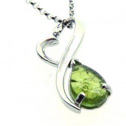 Tourmaline Gemstone Sterling Silver Pendant with Chain 06