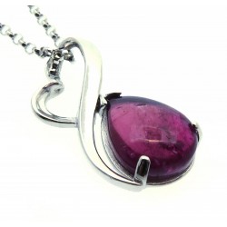 Tourmaline Gemstone Sterling Silver Pendant with Chain 07