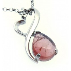 Tourmaline Gemstone Sterling Silver Pendant with Chain 08