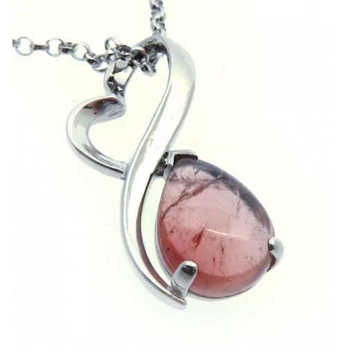 Tourmaline Gemstone Sterling Silver Pendant with Chain 08