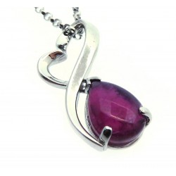 Tourmaline Gemstone Sterling Silver Pendant with Chain 11