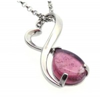 Tourmaline Gemstone Sterling Silver Pendant with Chain 12