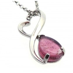 Tourmaline Gemstone Sterling Silver Pendant with Chain 12