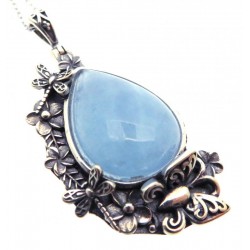 Aquamarine Sterling Silver Pendant with Chain 02