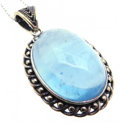 Aquamarine Sterling Silver Pendant with Chain 03