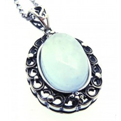 Aquamarine Sterling Silver Pendant with Chain 08
