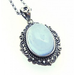 Aquamarine Sterling Silver Pendant with Chain 10