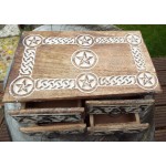 Wooden Rectangular Four Drawer Pentacle Altar Cupboard