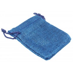 Burlap Drawstring Pouch Blue Small