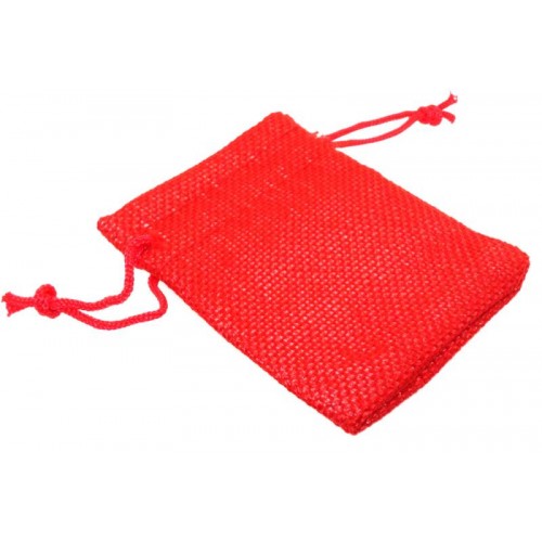 Burlap Drawstring Pouch Red