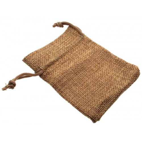 Burlap Drawstring Pouch Brown Small