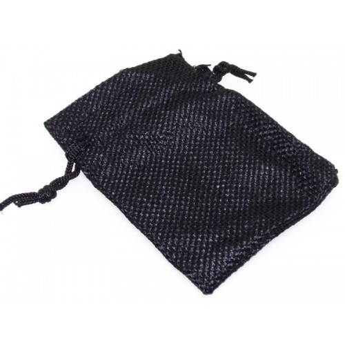 Burlap Drawstring Pouch Black Small