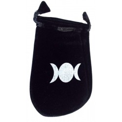 Black Velveteen Triple Moon Pentacle Drawstring Pouch