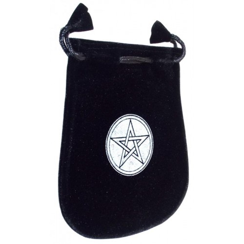 Black Velveteen Pentacle Drawstring Pouch