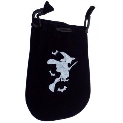 Black Velveteen Witch Drawstring Pouch