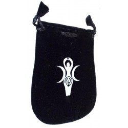 Black Velveteen Earth Goddess Drawstring Pouch