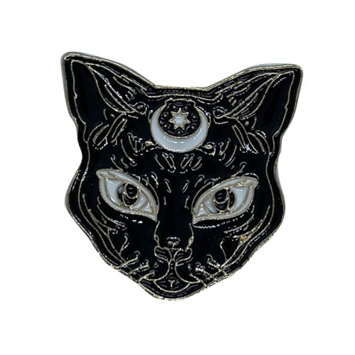 Metal Enamel Cat Face Badge