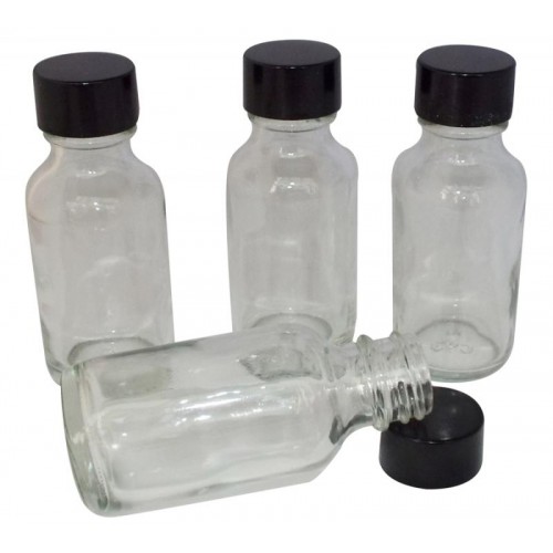 4x 25ml Clear Glass Bottles for Oil with Screw Lid