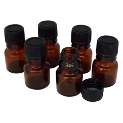 6x 5ml Brown Glass Aromatherapy Style Bottles