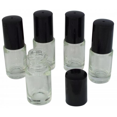 5x 5ml Clear Glass Bottles with Screw Top Lid