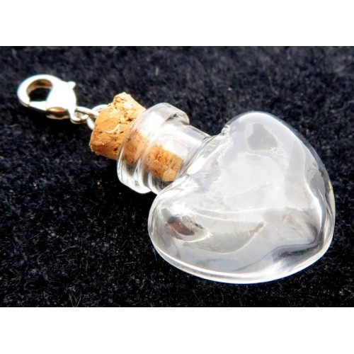 1x Clear Fillable Empty Glass Heart Charm Bottle