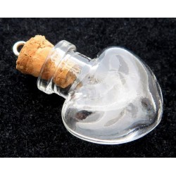 1x Clear Fillable Empty Glass Heart Charm Ring Bottle