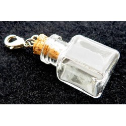 1x Clear Fillable Empty Glass Square Charm Bottle