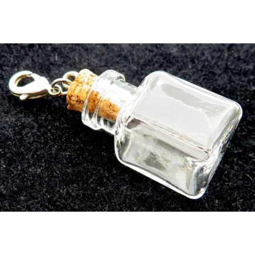 1x Clear Fillable Empty Glass Square Charm Bottles