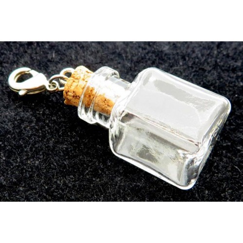 1x Clear Fillable Empty Glass Square Charm Bottle