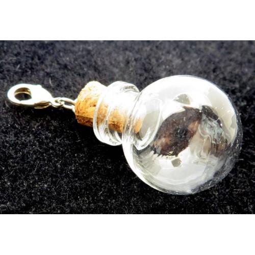 1x Clear Fillable Empty Glass Round Charm Bottles