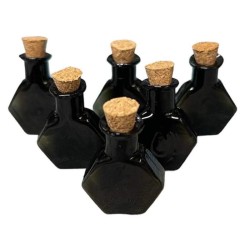 1x Mini Black Fillable Empty Glass Hexagon Charm Bottle