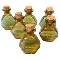 1x Mini Amber Fillable Empty Glass Hexagon Charm Bottle