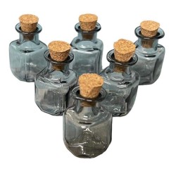 1x Mini Grey Fillable Empty Glass Square Charm Bottle