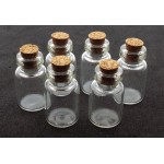 6x Clear Fillable Empty Glass Witch Charm Bottles