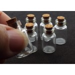 6x Clear Fillable Empty Glass Witch Charm Bottles