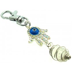 Evil Eye Hand Crystal Lingam Bag Charm Keyring