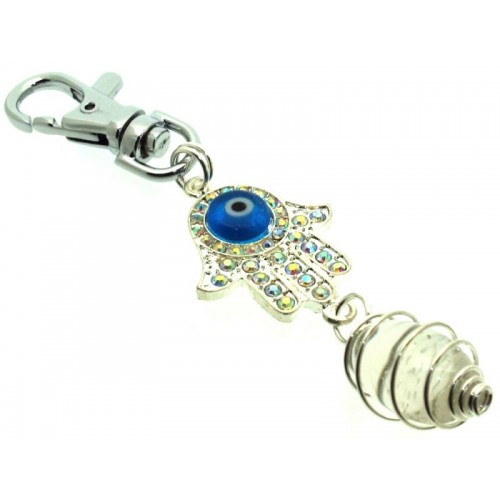 Evil Eye Hand Crystal Lingam Bag Charm Keyring