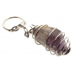 Dogtooth Chevron Amethyst Gemstone Spiral Keyring