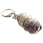 Dogtooth Chevron Amethyst Gemstone Spiral Keyring