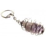 Dogtooth Chevron Amethyst Gemstone Spiral Keyring